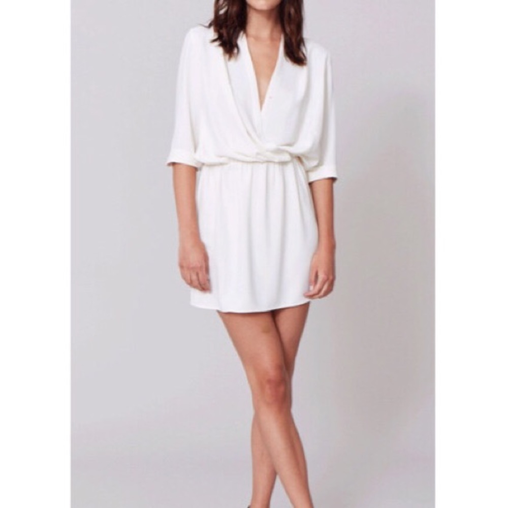 Amanda Uprichard Venus ivory surplice mini dress